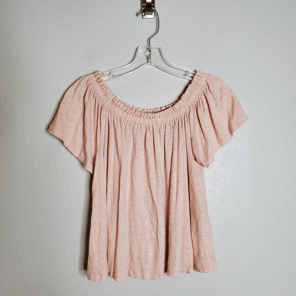 Aritzia Wilfred Sartre Linen Off The Shoulder Top Size XS Pink Coastal Beachy - Picture 1 of 8